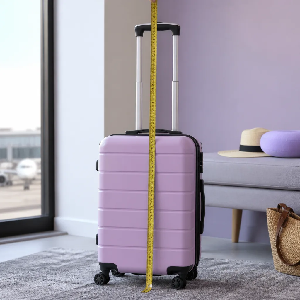 suitcase handle extended incorrectly while measuring height with a tape measure